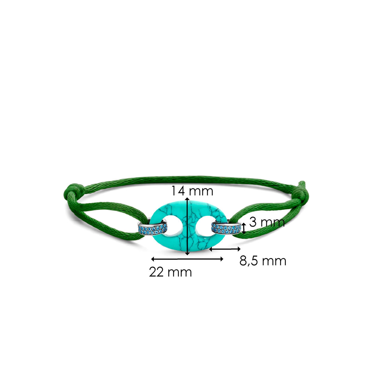 2984TQ - Le dimensioni del Braccialetto in seta TI SENTO-Milano e Maglia Marina turchese