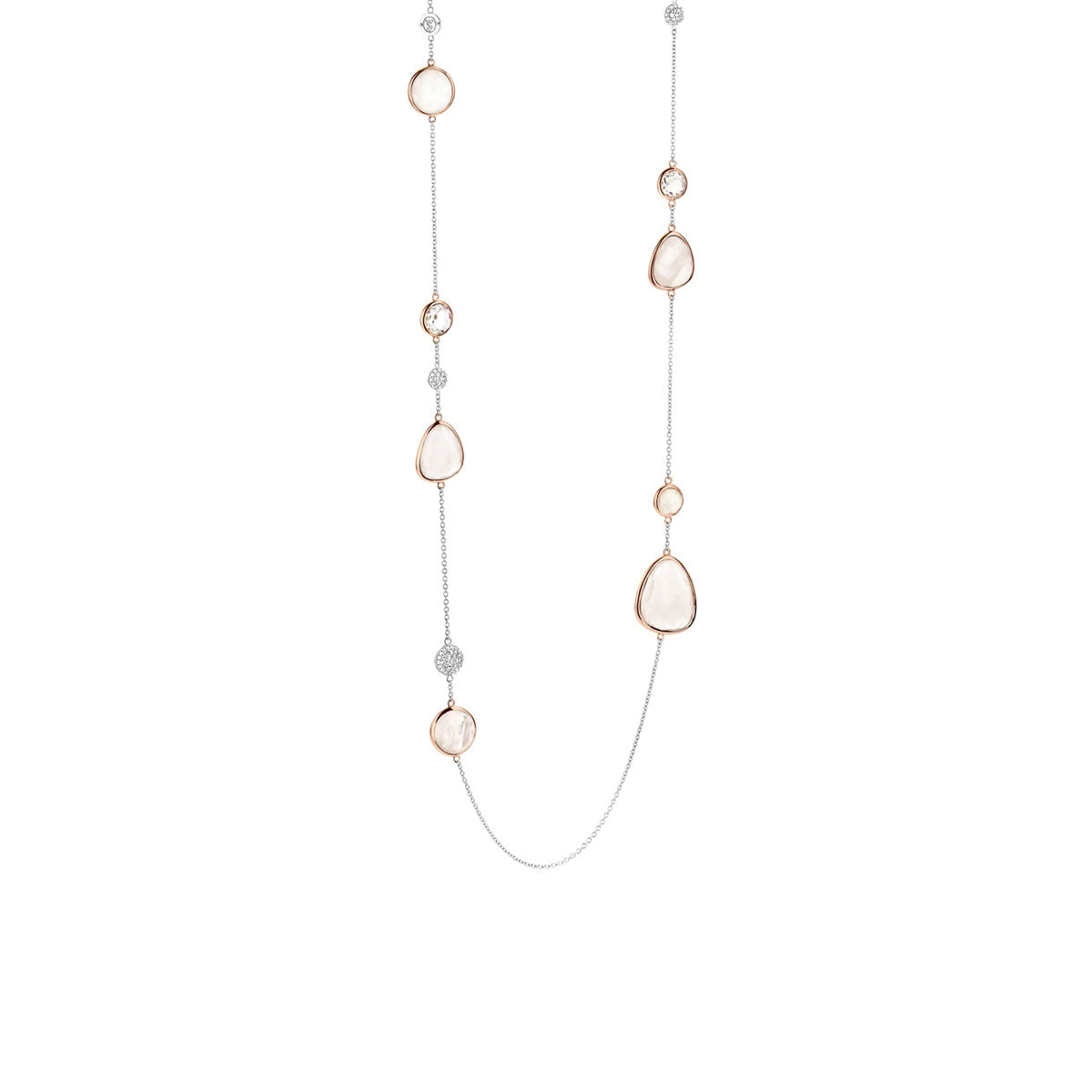Collana lunga in argento e pendenti