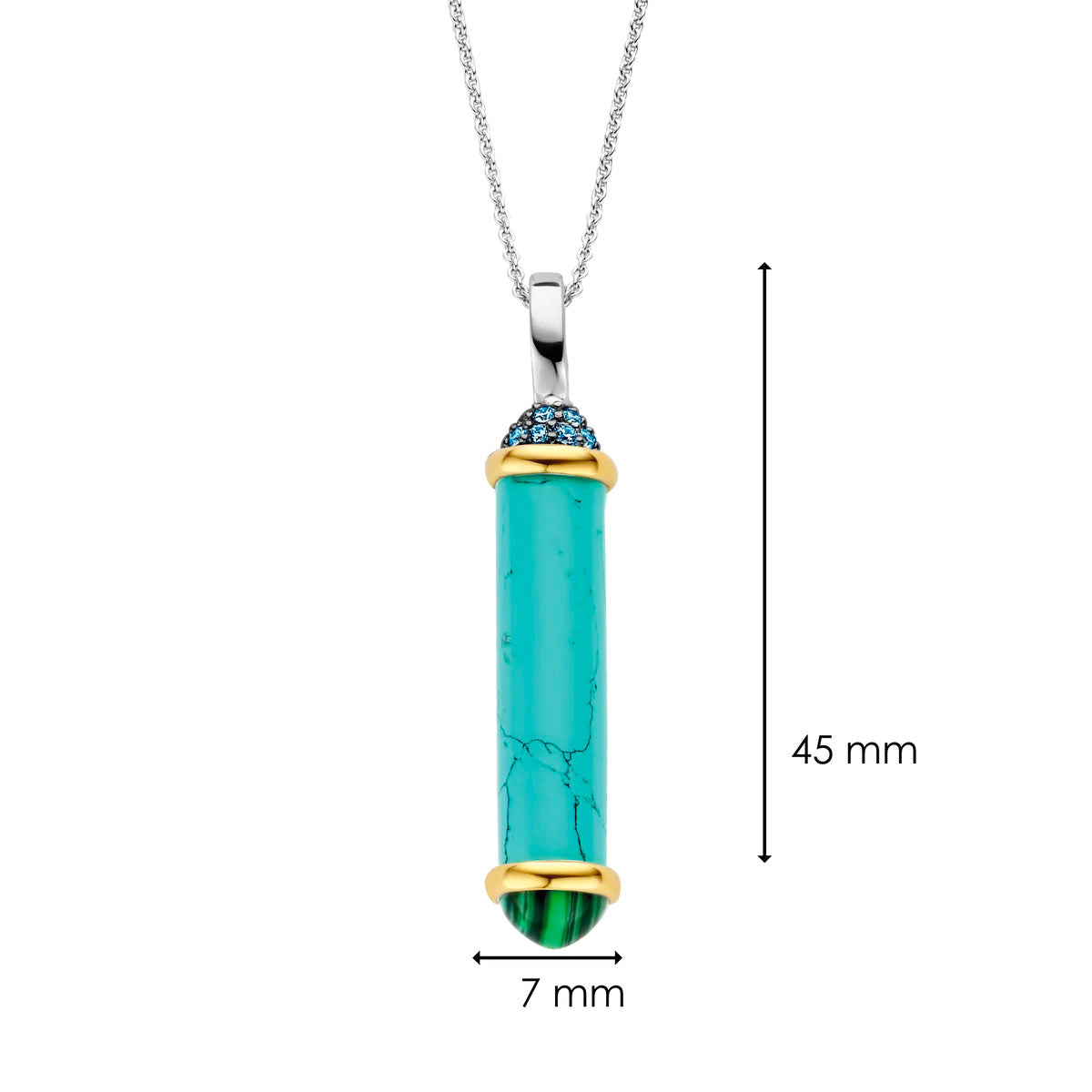 6802TQ - Le dimensioni del Pendente in Turchese e Malachite TI SENTO-Milano