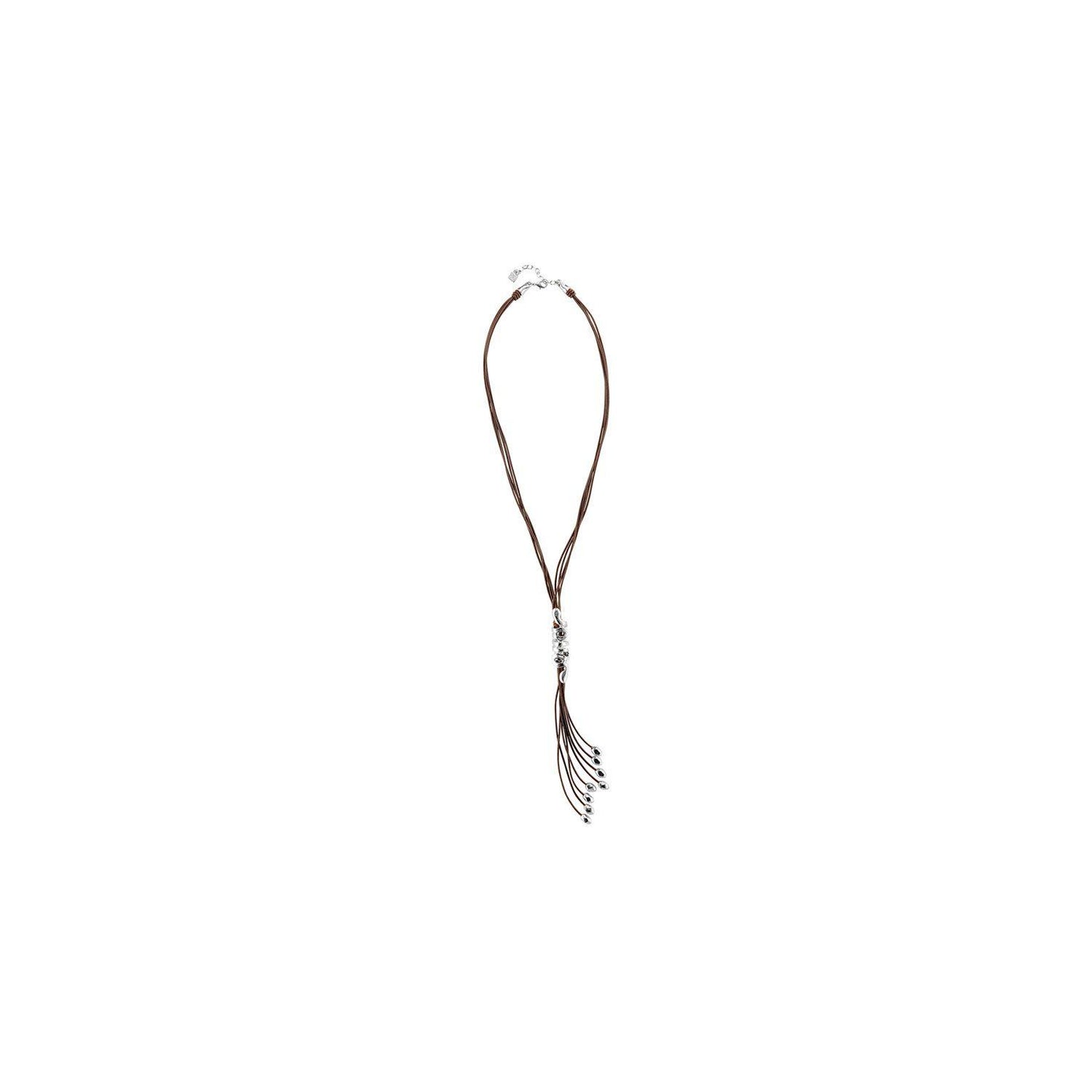 Collana lunga cuoio e sfere | UNOde50 | COL1472MARRSA0U - FdM Easy