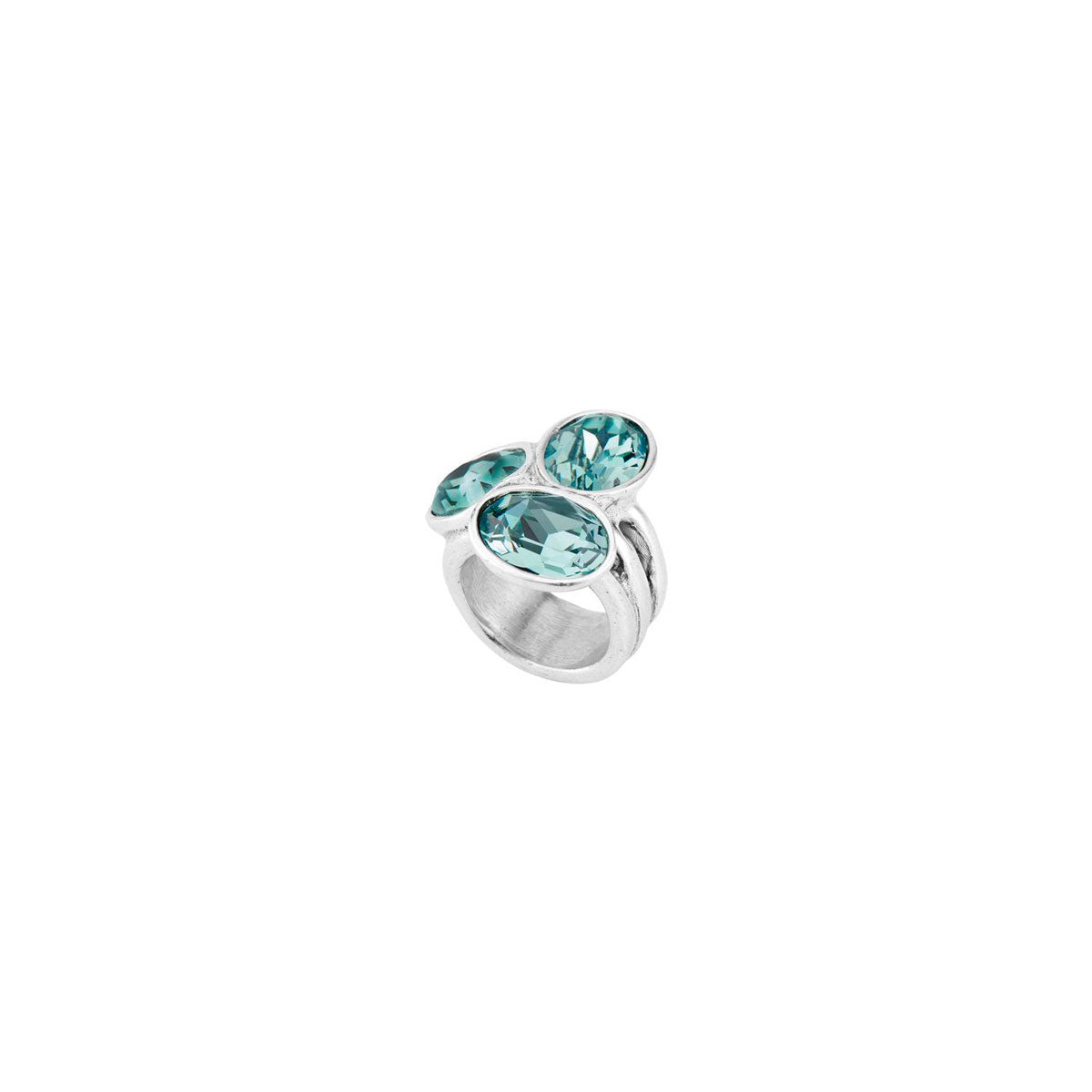 UNOde50 - Anello Trilogy con Swarovski celesti, ANI0591AZUMTL0L