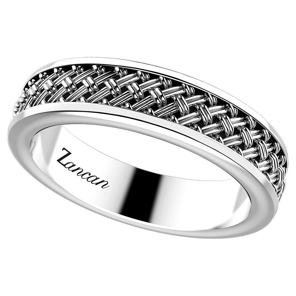 Anello da uomo in argento rodiato lucido, EXA158