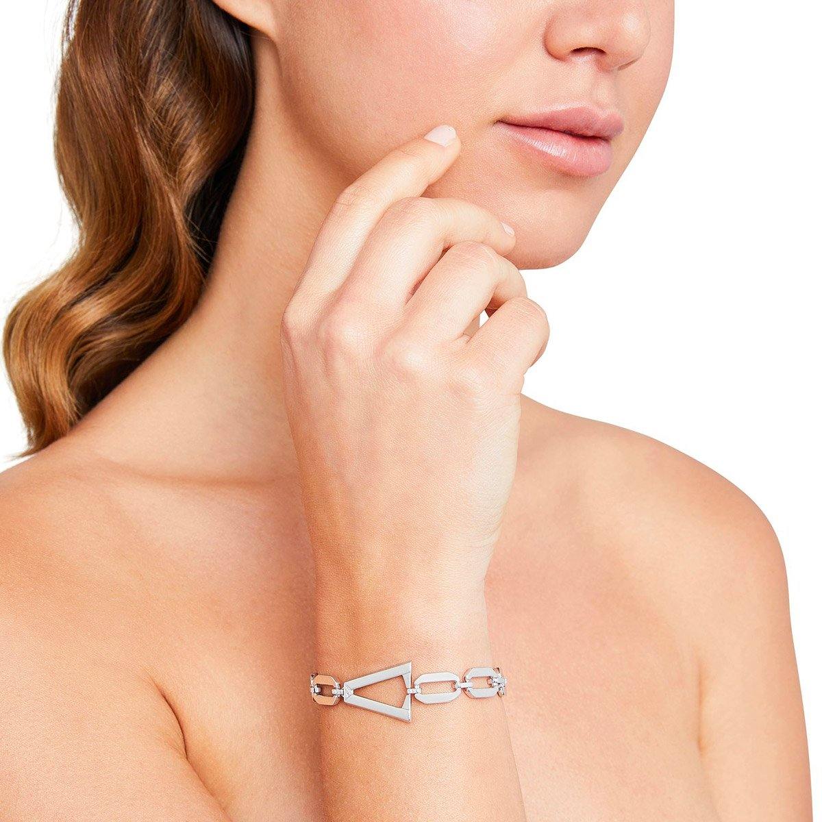 Valentina Ferragni Studio - Bracciale ALEX SILVER in Argento rodiato e Zirconi bianchi, indossato, DVF-BR-02
