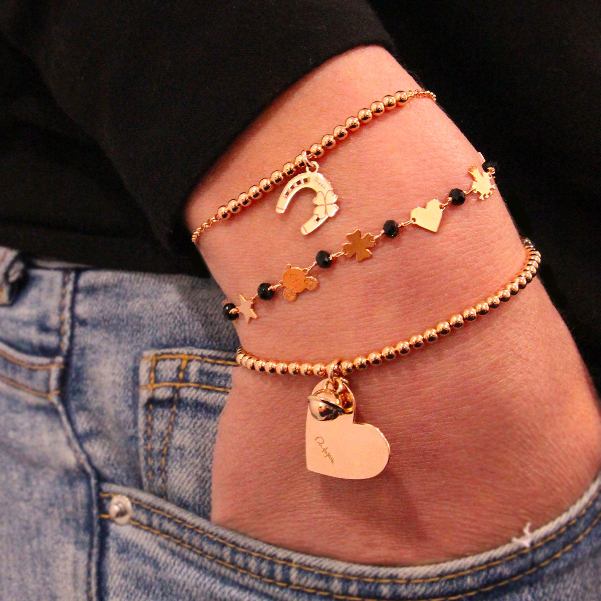 Bracciale con Ciondoli fantasia e Pietre