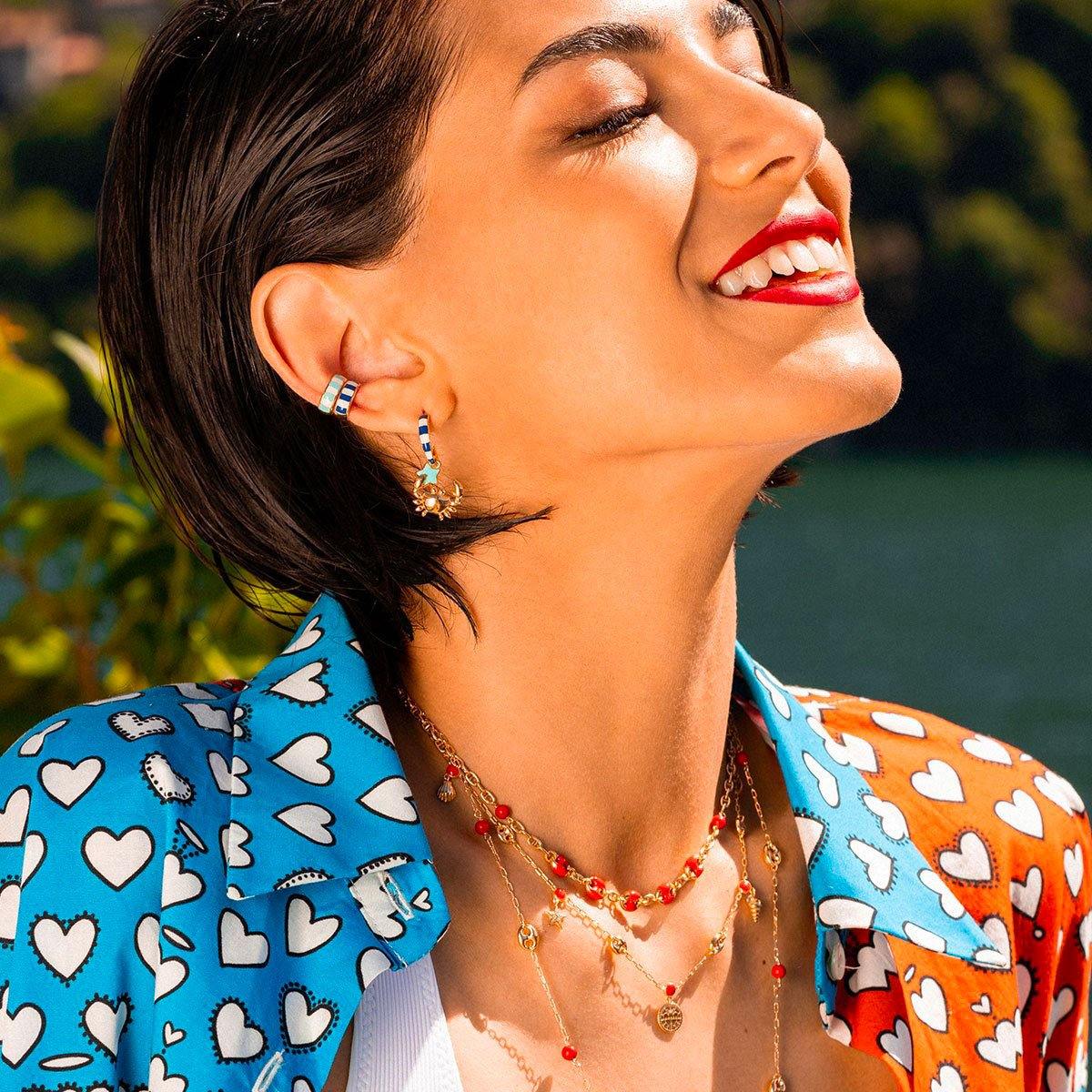 Girocollo Maglia Marina Smalto Corallo | Rue des Mille | AE-GR 01 C | FdM Easy - FdM Easy