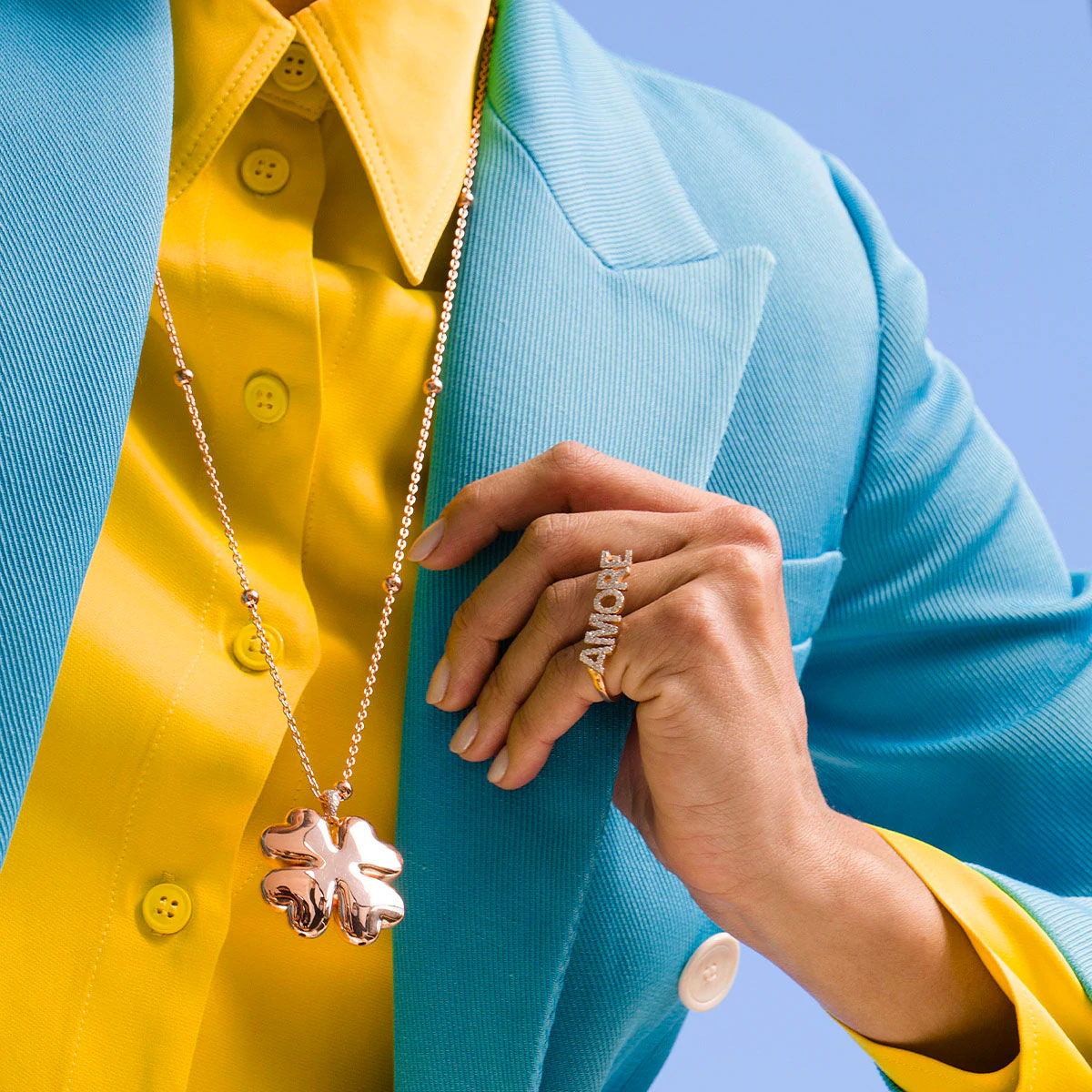 Collana lunga con QUADRIFOGLIO elettroformato