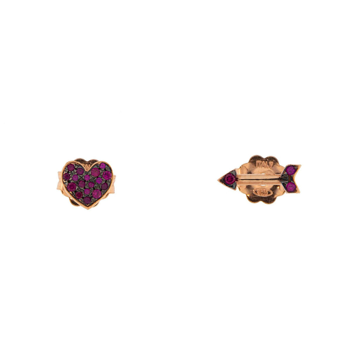 Orecchini lobo con zirconi - Cuore/Freccia | Rue des Mille
