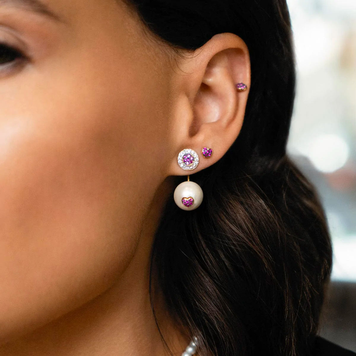 Orecchini lobo Perla e Bottone | Galactica