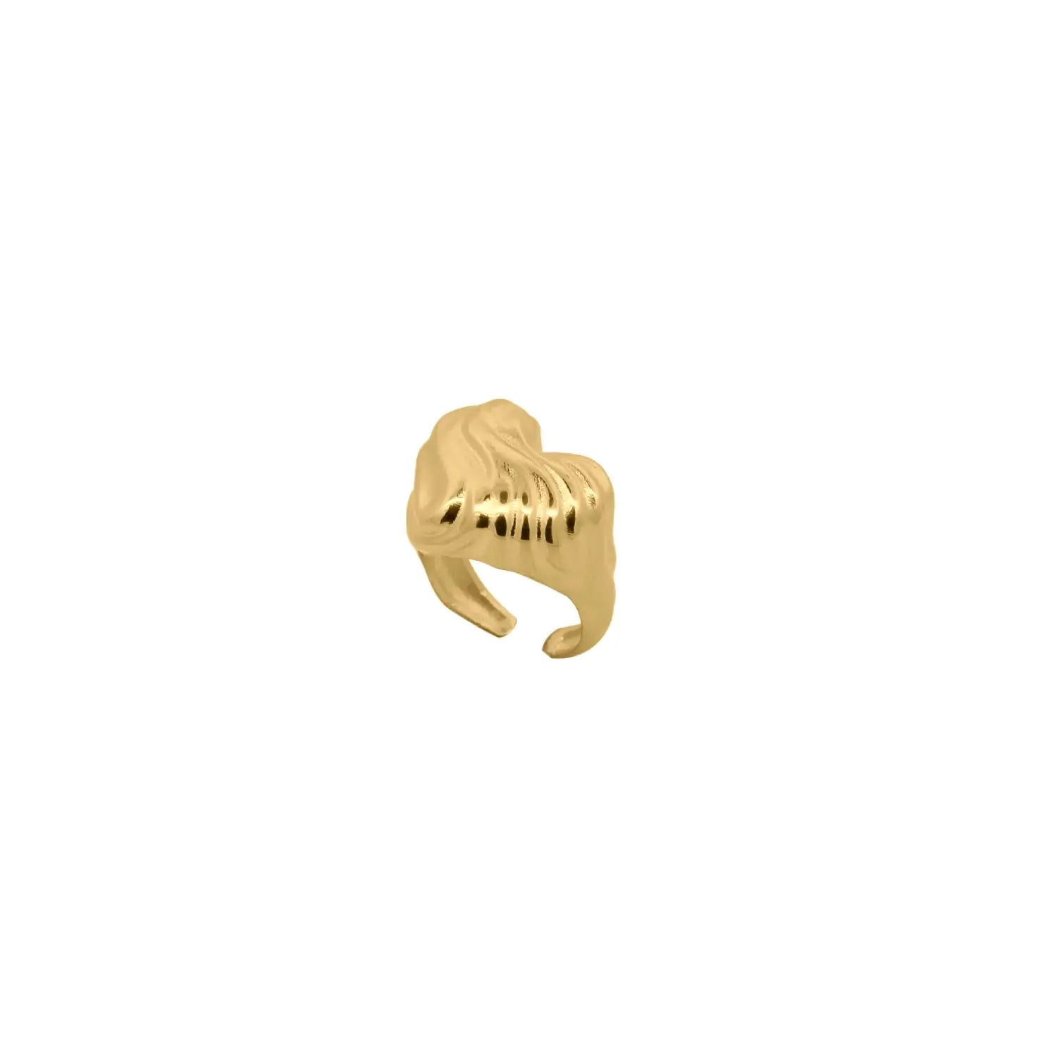 Anello aperto con Cuore a texture onde e placcato in oro giallo - BOLD HEART Rue des Mille | AN-033 M1 AU