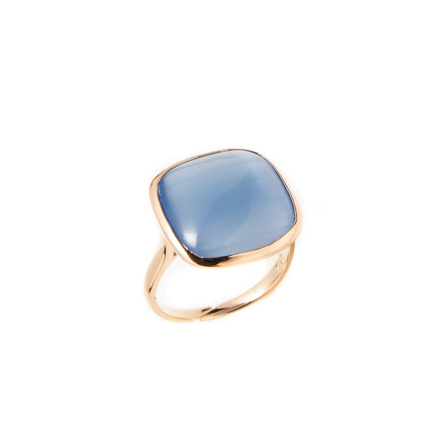 Anello Madì in Argento Rosé con Quarzo Idrotermale Cabochon Celeste | 3882815