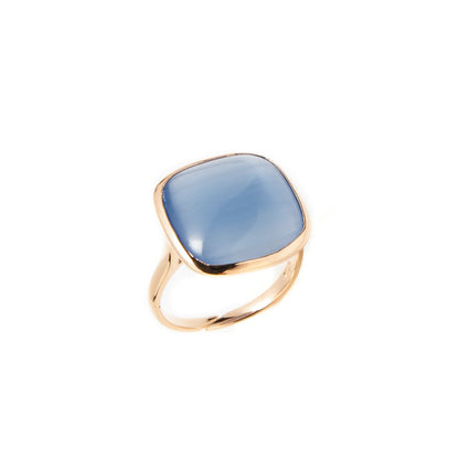 Anello Madì in Argento Rosé con Quarzo Idrotermale Cabochon Celeste | 3882815