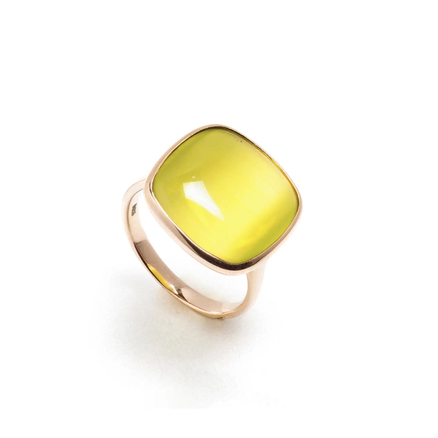 Anello Madì in Argento Rosé con Quarzo Idrotermale Verde Chiaro | 3898113