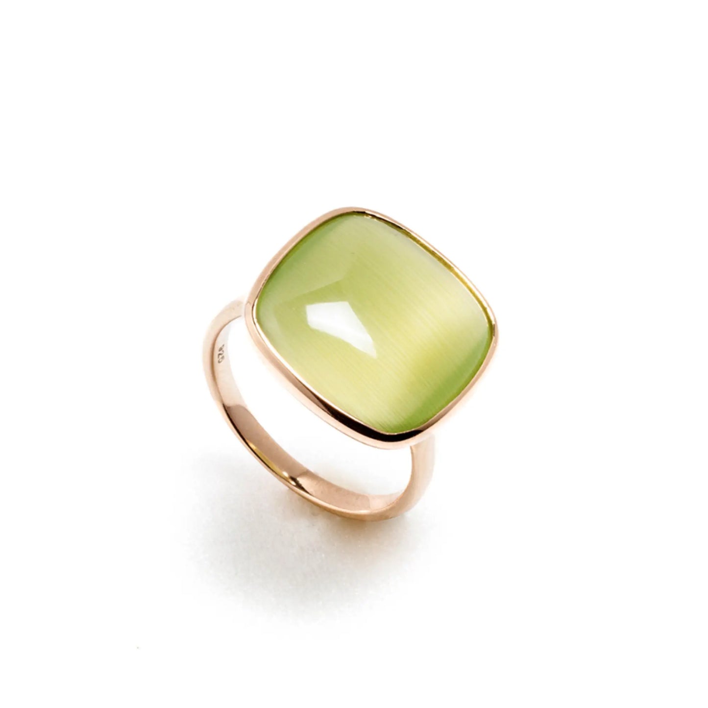 Anello Madì in Argento Rosé con Quarzo Idrotermale Verde Oliva | 3898217