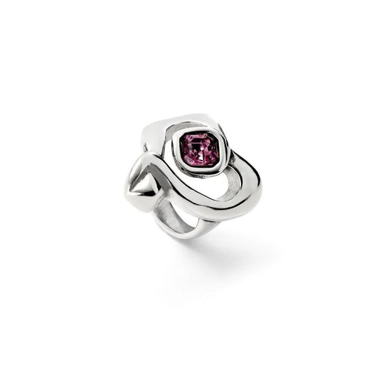 Anello con Cuore grande e Cristallo rosa | UNOde50 | ANI0842RSAMTL