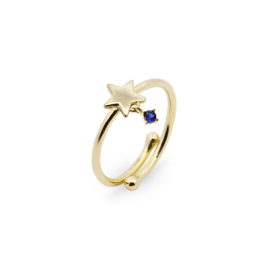 Anello sottile Stella e Zircone Blu - ESSENCE Rue des Mille | ANZ-024 STE AU