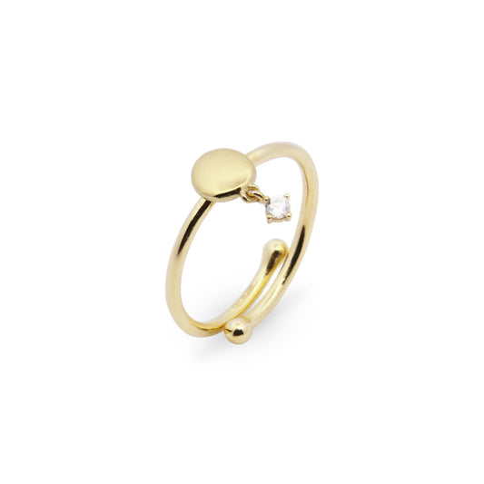Anello sottile Medaglia e Zircone Bianco - ESSENCE Rue des Mille | ANZ-024 TD AU