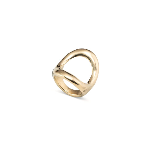 Anello dorato con Ovale centrale grande | UNOde50 | ANI0781ORO