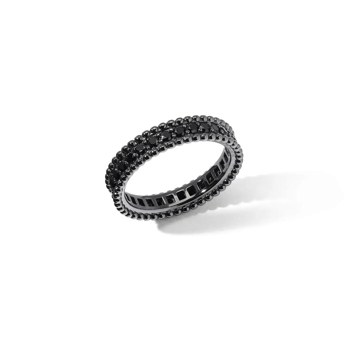 Anello WE ARE in Argento rutenio con Zirconi neri