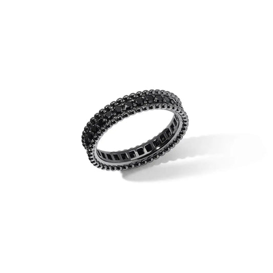 Anello WE ARE in Argento rutenio con Zirconi neri