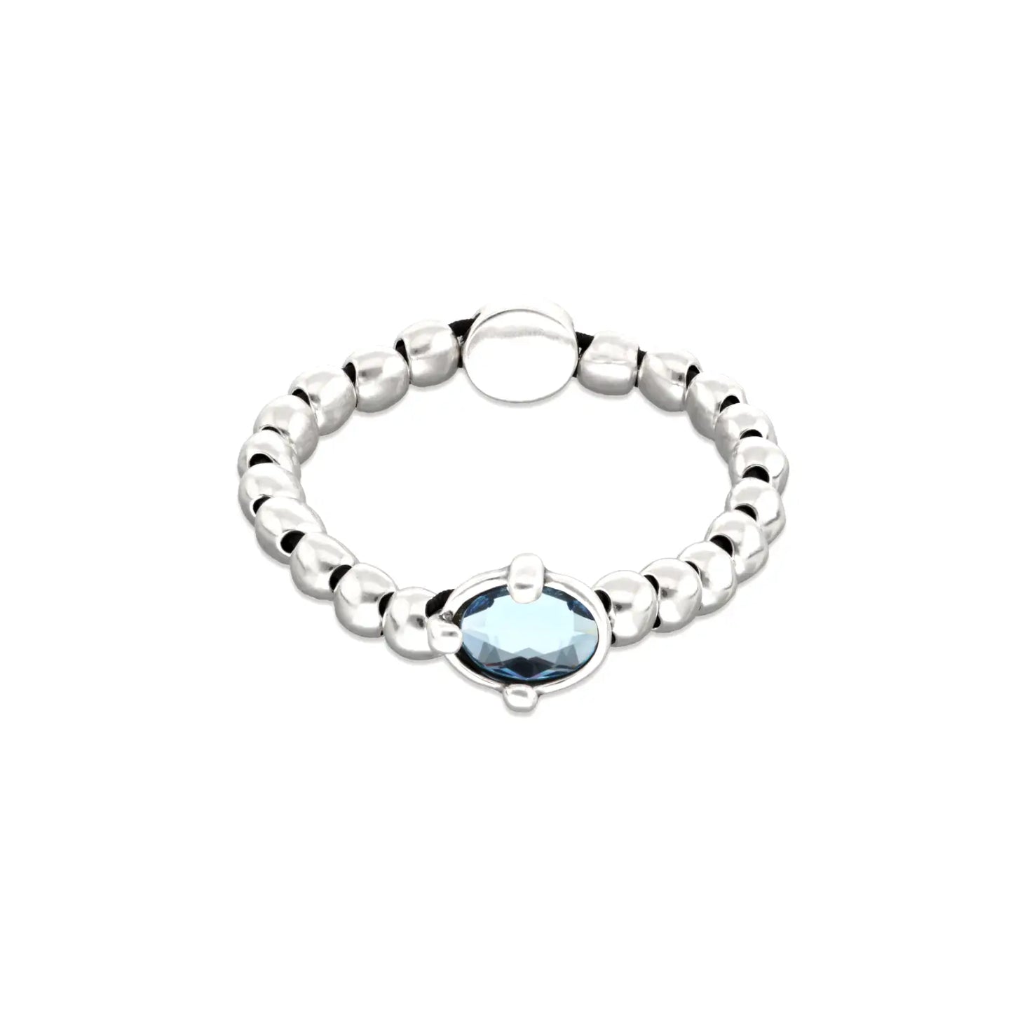 Bracciale a sfere con Cristallo Ovale Blu | UNOde50 | PUL2595AZUMTL