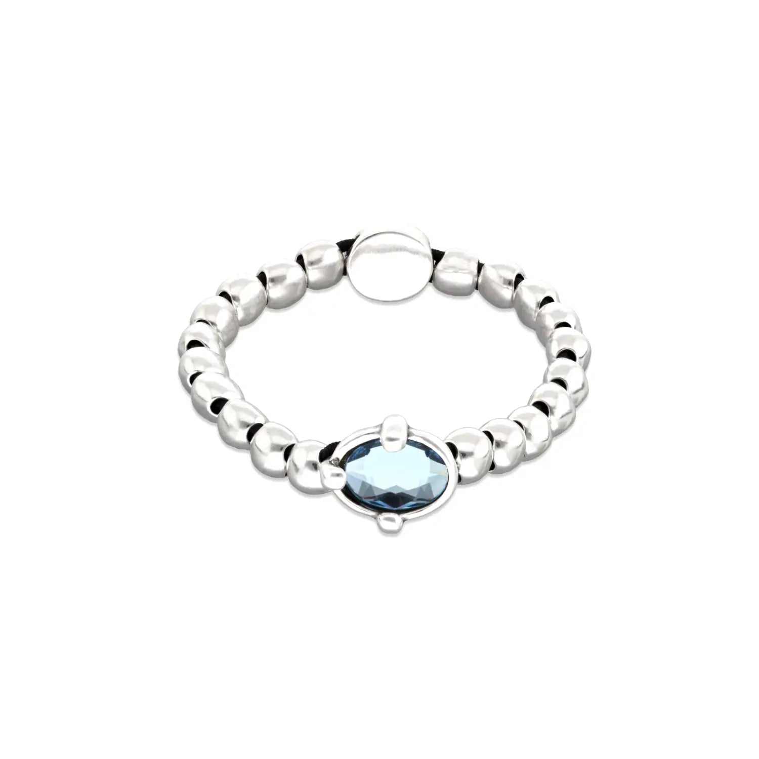 Bracciale a sfere con Cristallo Ovale Blu | UNOde50 | PUL2595AZUMTL