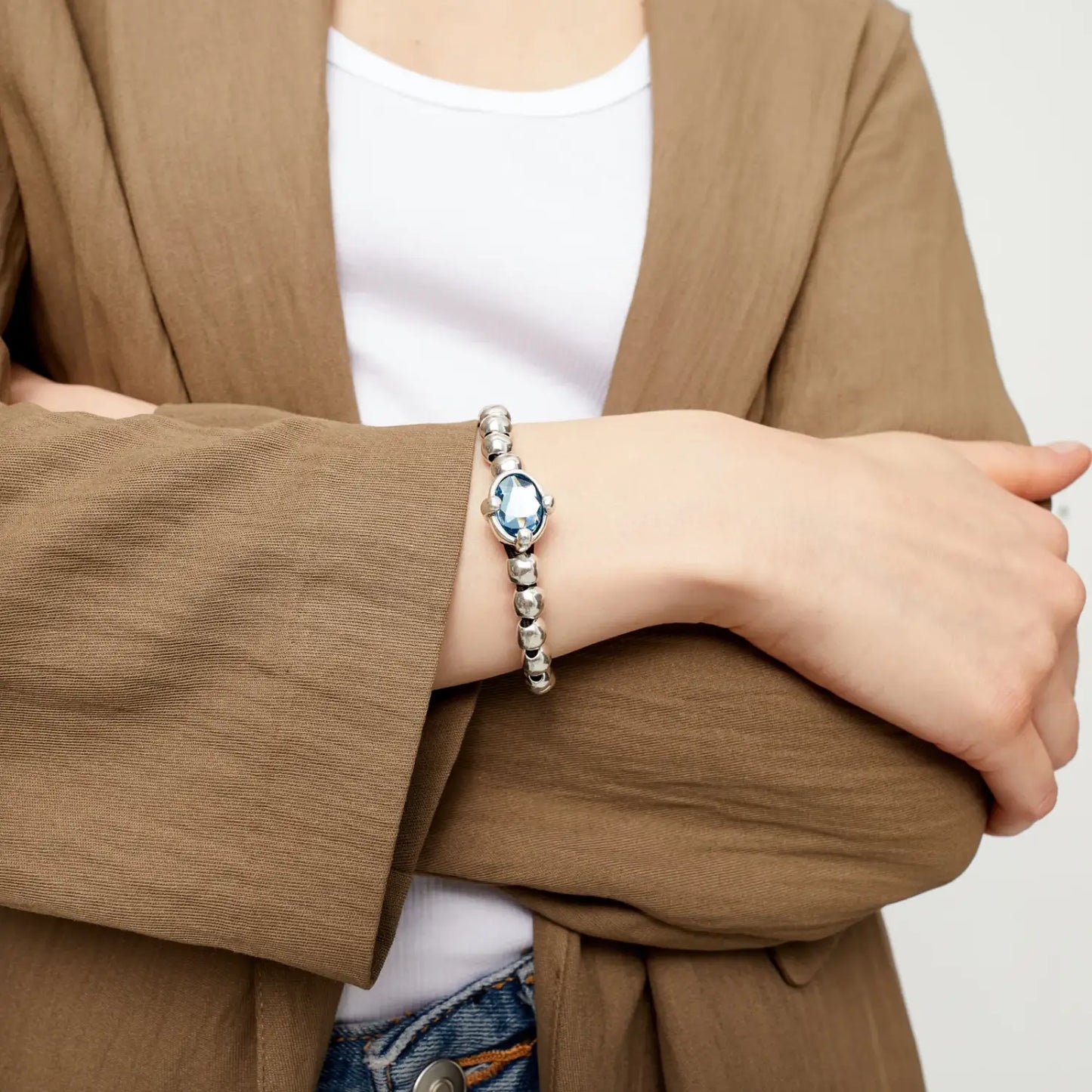 Bracciale sfere Cristallo Ovale Blu |PUL2595AZUMTL