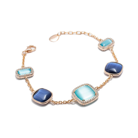 Bracciale Madì in Argento Rosé con 5 Quarzi di Sfumature Blu | 3907800