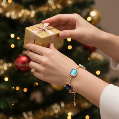 Bracciale Argento Rosé 5 Quarzi Blu 3907800