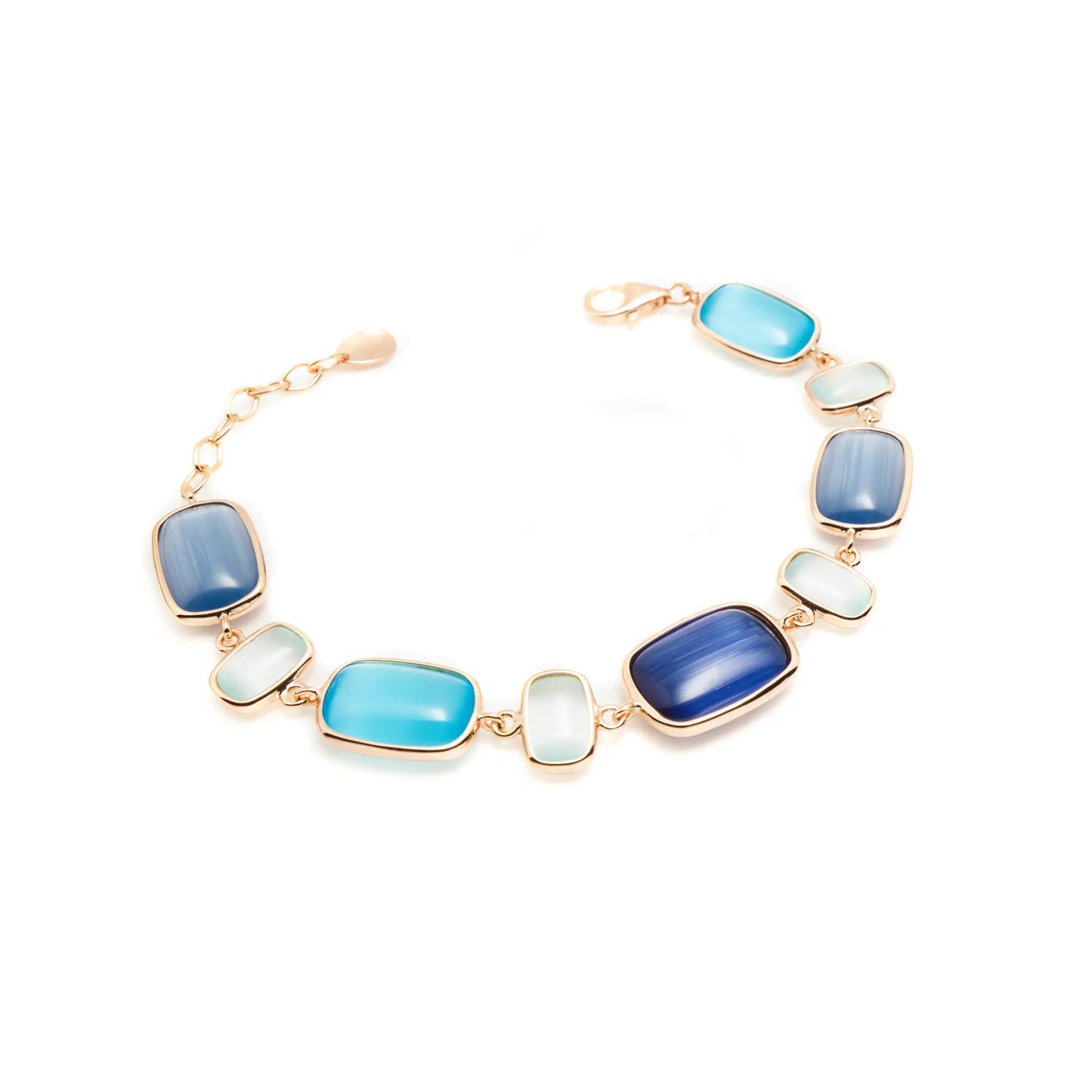 Bracciale Madì in Argento Rosé con Quarzi Idrotermali di Sfumature Blu | 3883200