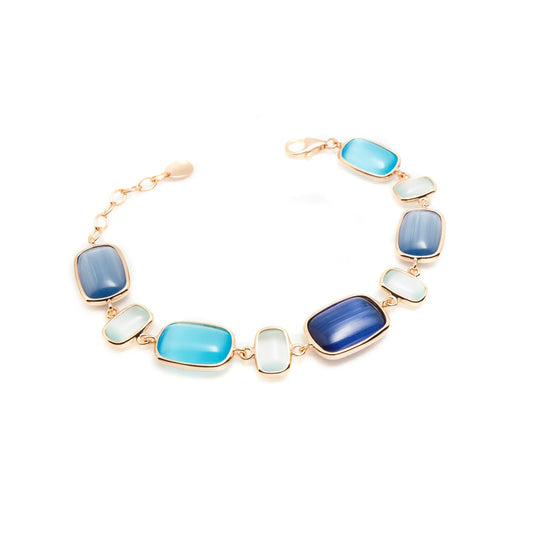 Bracciale Madì in Argento Rosé con Quarzi Idrotermali di Sfumature Blu | 3883200