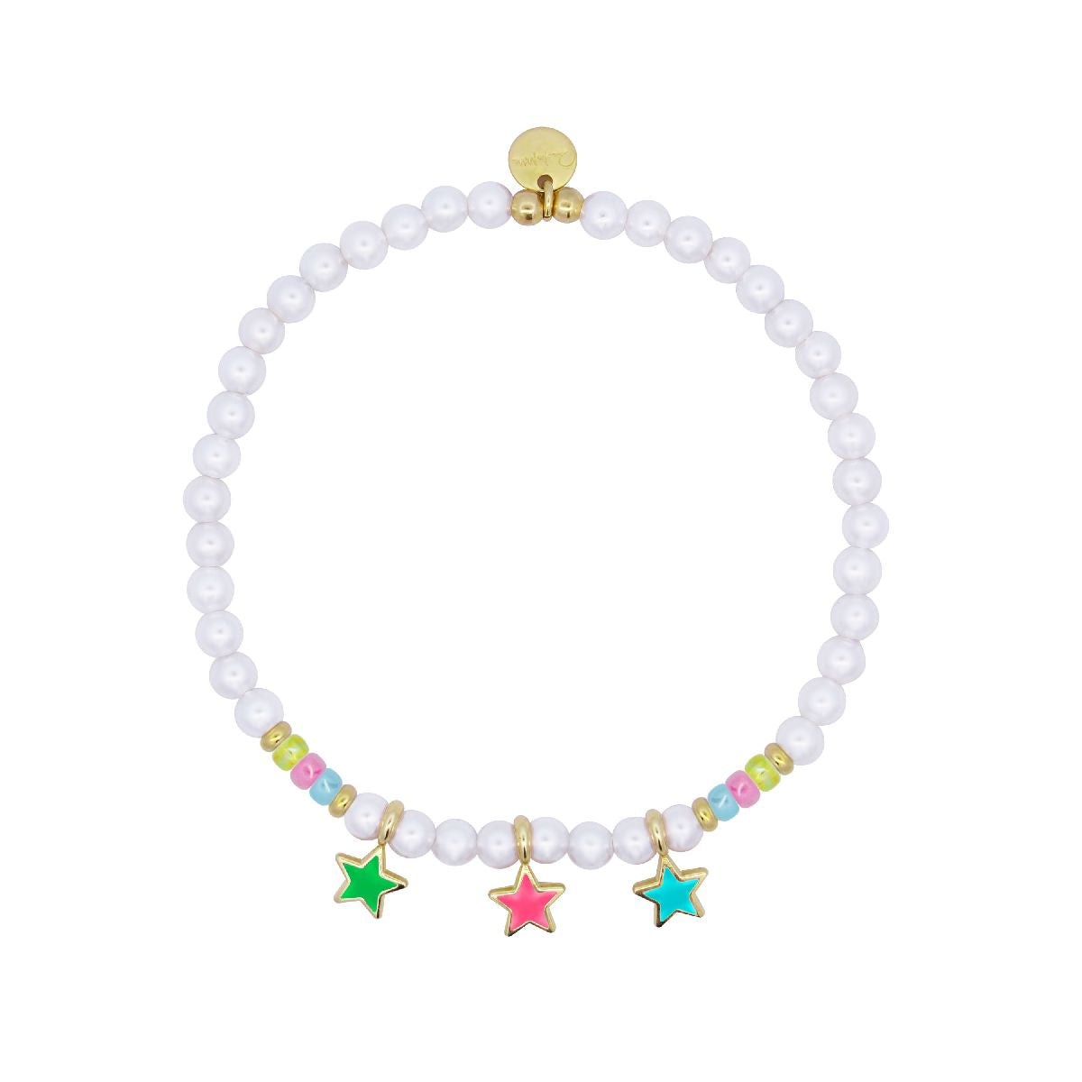 Bracciale con Perle e Tre Stelle Smaltate - ColorFUN Rue des Mille | BR-023 3STE PE AU