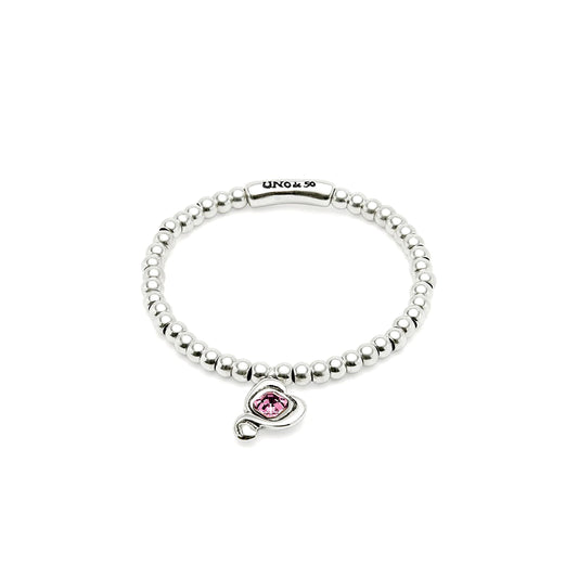 Bracciale elastico con Cuore e Cristallo rosa | UNOde50 | PUL2514RSAMTL