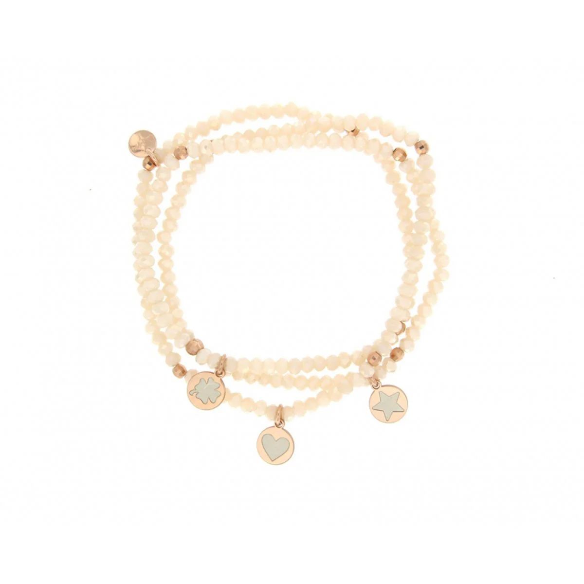 Bracciale Elastico color Pesca con Medagliette - GIPSY CHIC Rue des Mille | BR-GIP PCOL PESCA