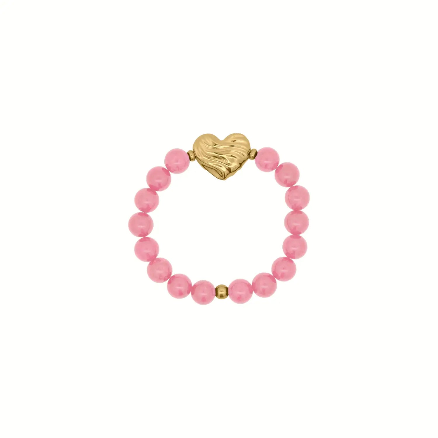 Bracciale Giade Rosa con Cuore placcato Oro Giallo - BOLD HEART Rue des Mille | BR-033 M5 AU