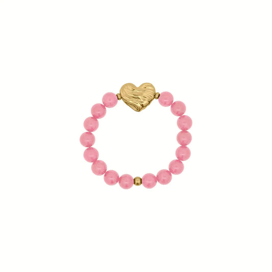 Bracciale Giade Rosa con Cuore placcato Oro Giallo - BOLD HEART Rue des Mille | BR-033 M5 AU