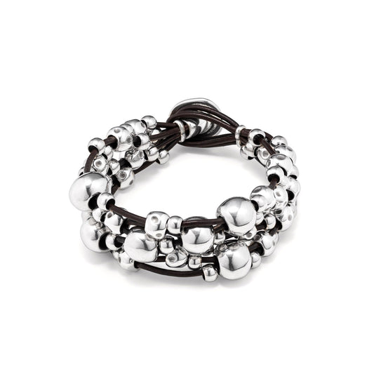 Bracciale largo Cuoio e Sfere | UNOde50 | PUL1861MTLMAR0M