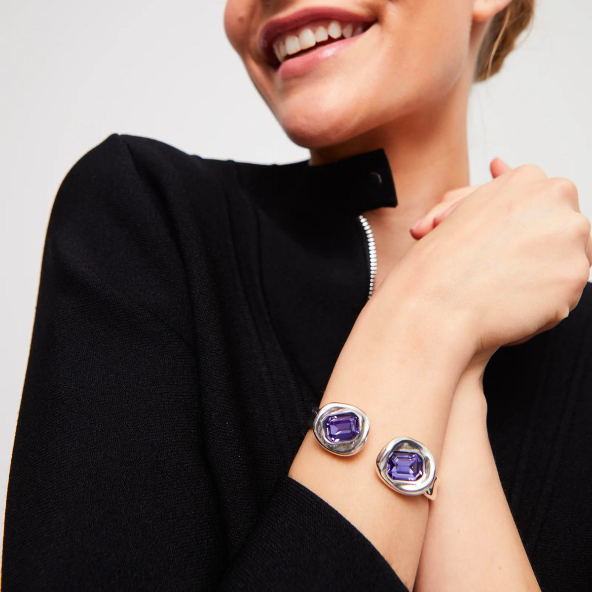 Bracciale rigido con Cristalli Viola