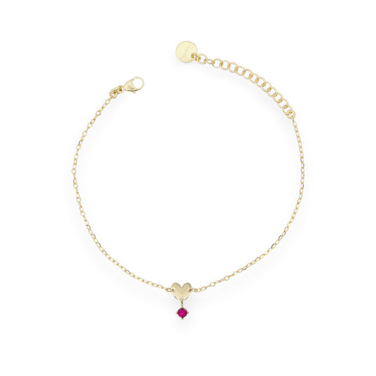Bracciale mini Cuore e Zircone Rosso - ESSENCE Rue des Mille | BRZ-024 CUO AU