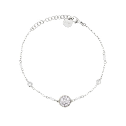 Bracciale placcato oro bianco con cerchio pavé bianco - STARDUST TEN Rue des Mille