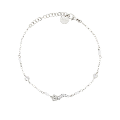 Bracciale oro bianco e corno pavè bianco - STARDUST TEN Rue des Mille