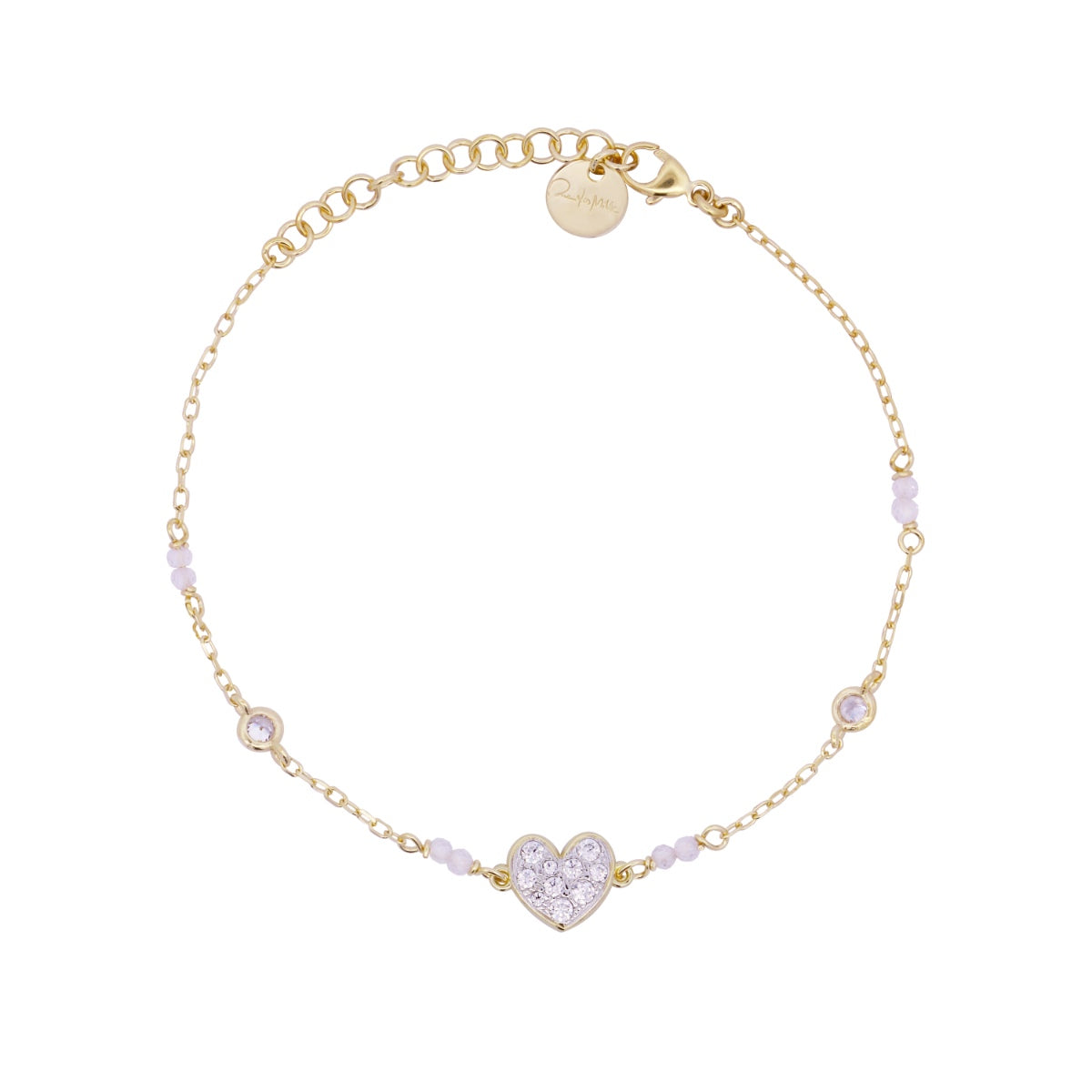 Bracciale placcato oro giallo con cuore pavé bianco - STARDUST TEN Rue des Mille