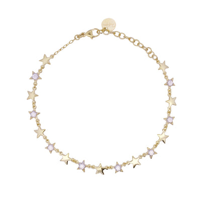 Bracciale placcato oro giallo con stelle alternate lisce e pavé - STARDUST TEN Rue des Mille