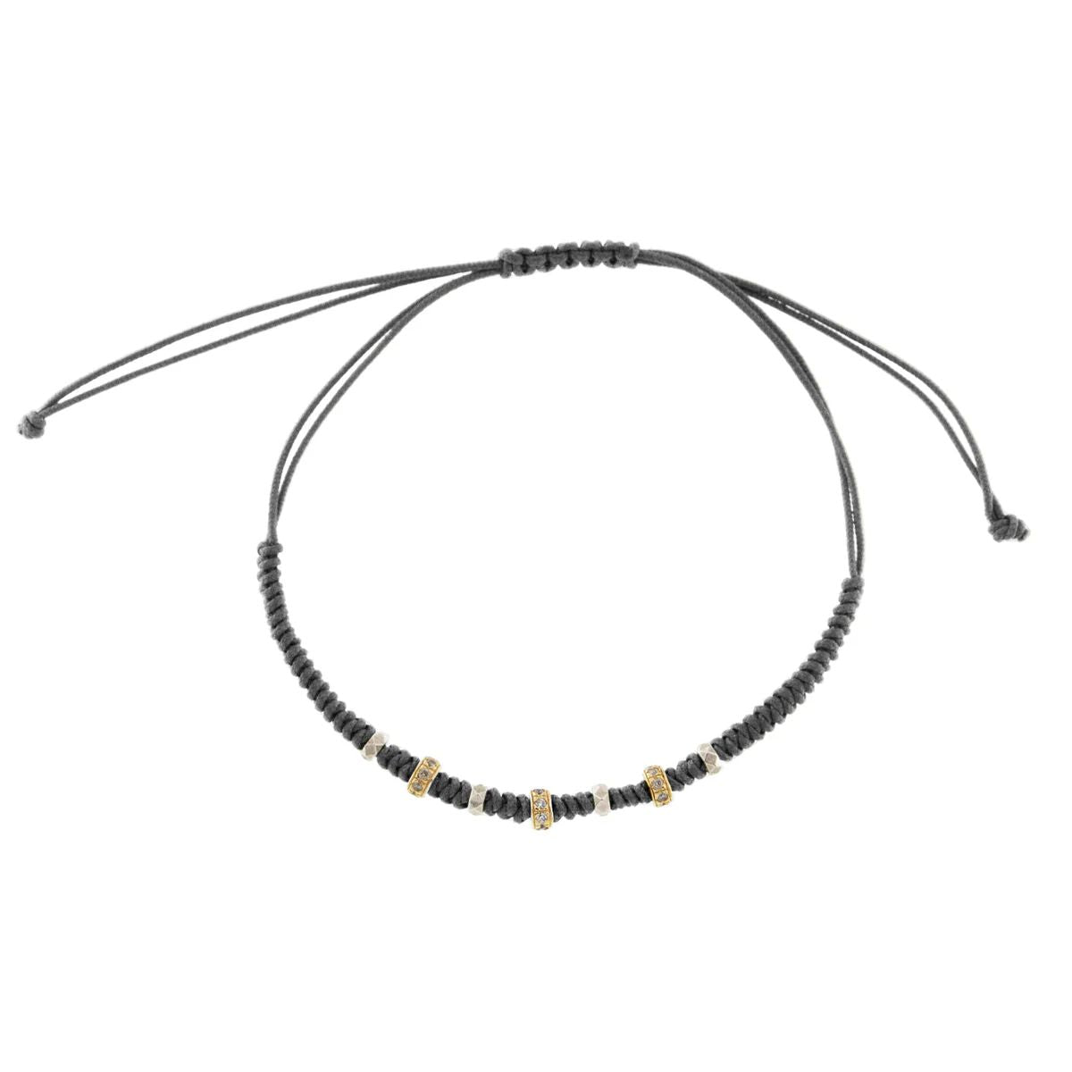 Bracciale intreccio tondo grigio Borchie e Zirconi - TANGLE Rue des Mille | BR-U02 M2 TG