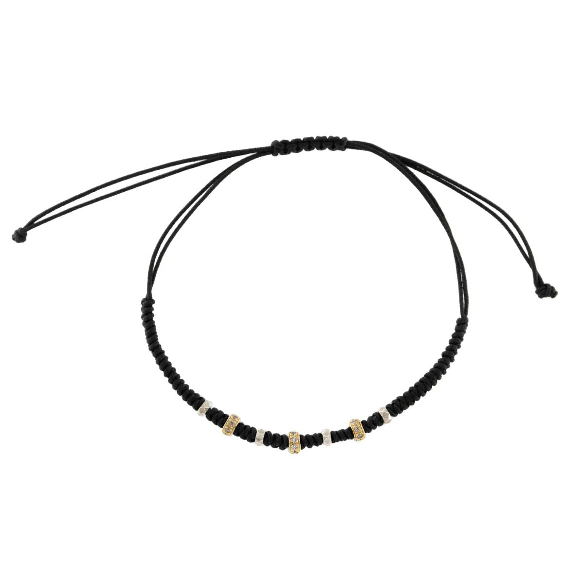 Bracciale intreccio tondo nero Borchie e Zirconi - TANGLE Rue des Mille | BR-U02 M2 TN