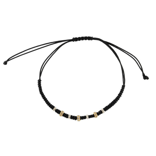Bracciale intreccio tondo nero Borchie e Zirconi - TANGLE Rue des Mille | BR-U02 M2 TN