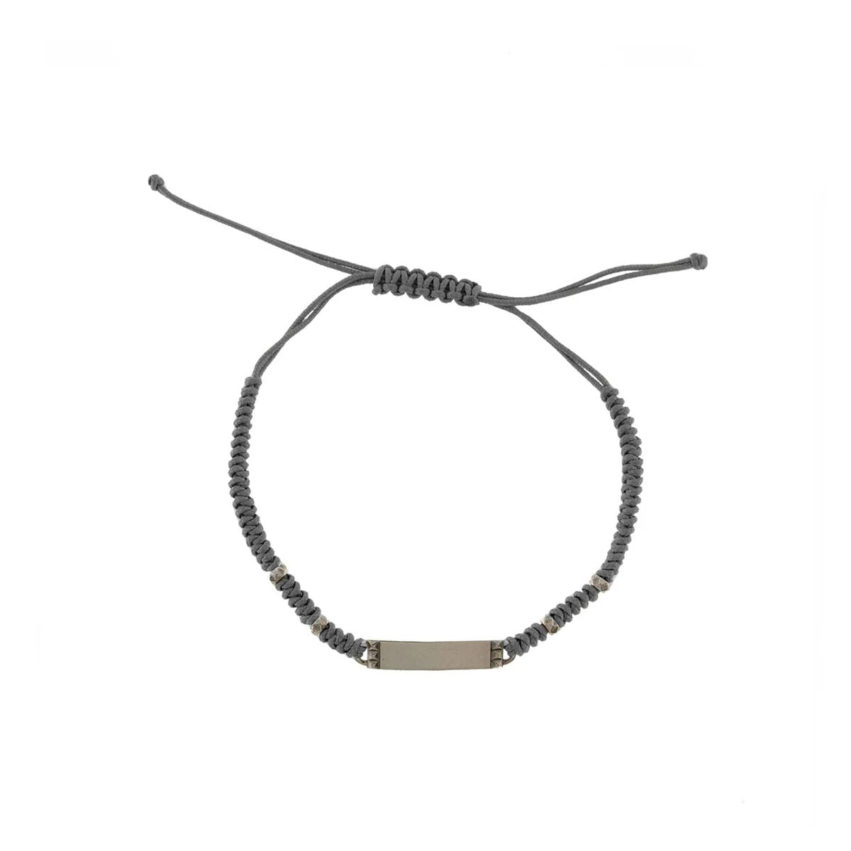Bracciale intreccio tondo grigio e Targhetta - TANGLE Rue des Mille | BR-U02 M4 TG