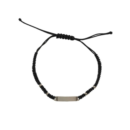 Bracciale intreccio tondo nero e Targhetta - TANGLE Rue des Mille | BR-U02 M4 TN