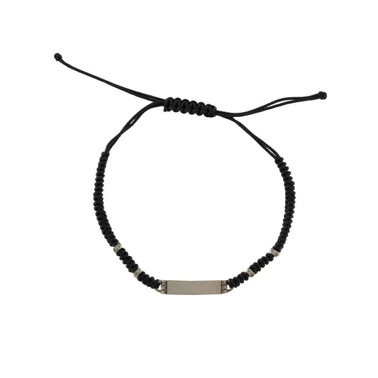 Bracciale intreccio tondo nero e Targhetta - TANGLE Rue des Mille | BR-U02 M4 TN