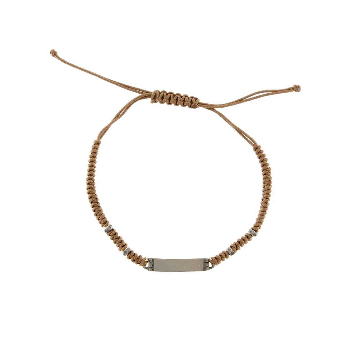 Bracciale intreccio tondo beige e Targhetta - TANGLE Rue des Mille | BR-U02 M4 TS