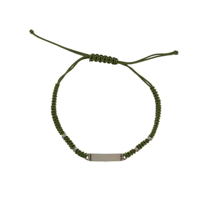 Bracciale intreccio tondo verde e Targhetta - TANGLE Rue des Mille | BR-U02 M4 TV